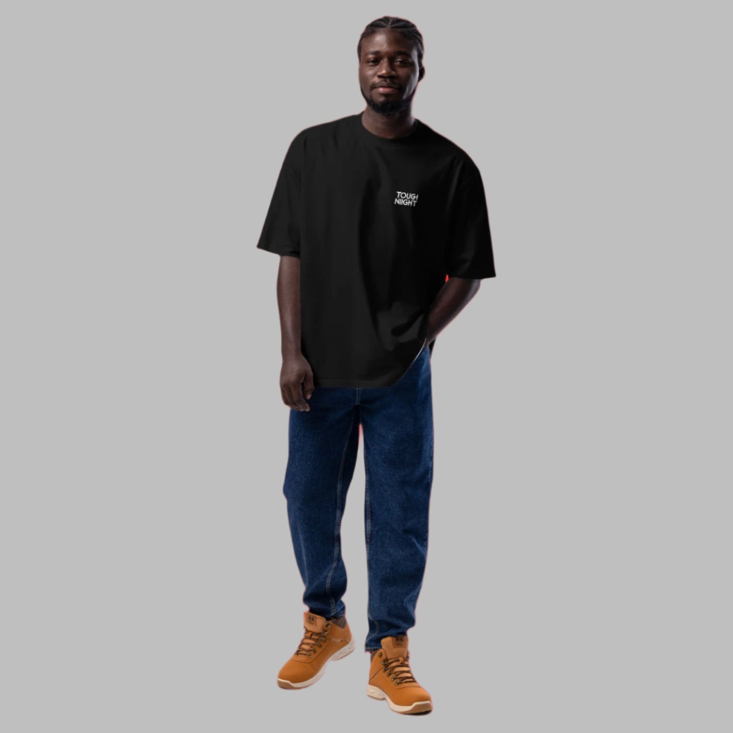 TOUGH NIGHT - Oversized heavyweight t-shirt w/ basic logo