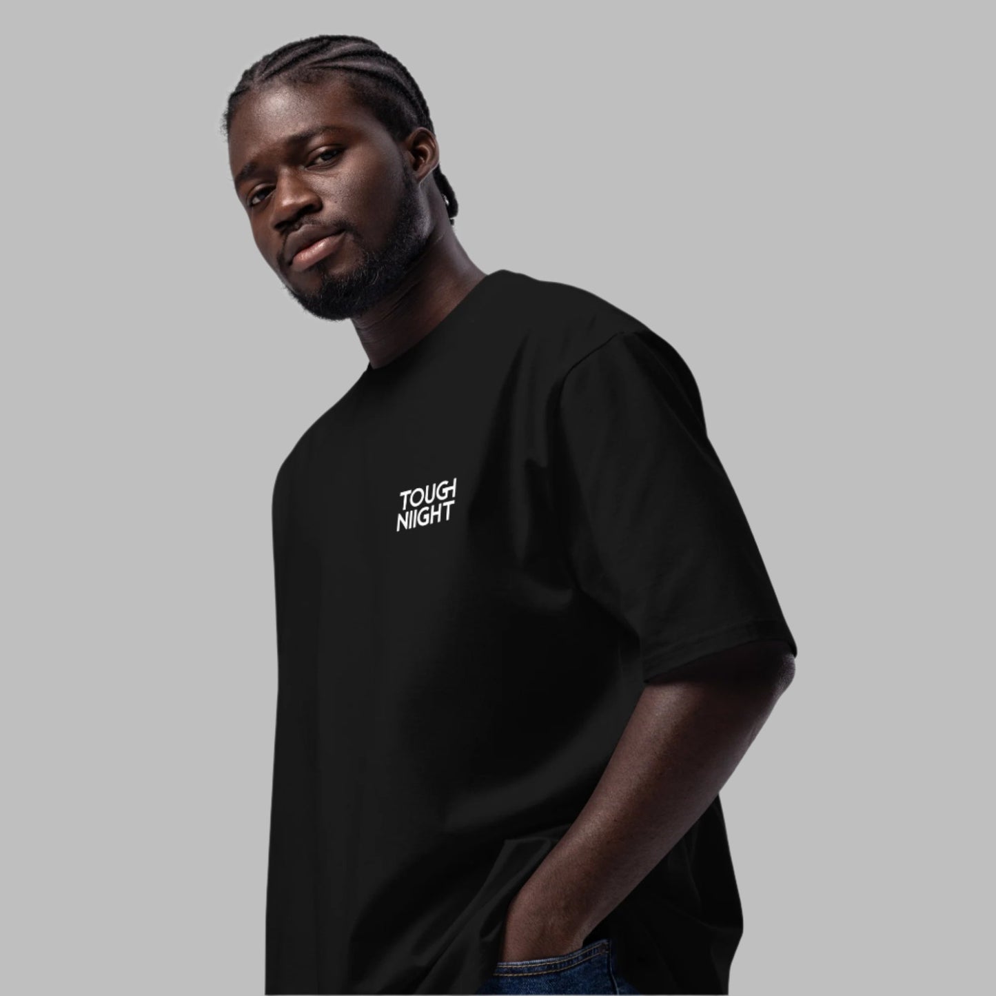 TOUGH NIGHT - Oversized heavyweight t-shirt w/ basic logo