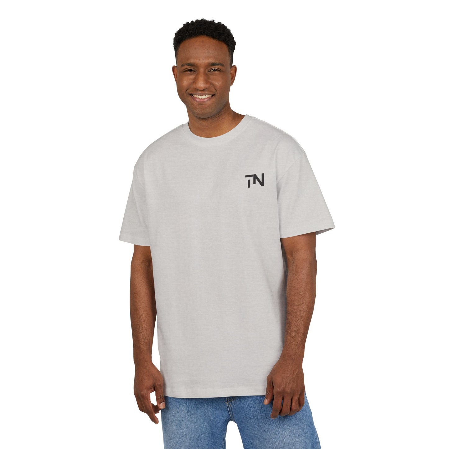 Minimal Logo Oversized Tee — Small Chest 'TN' Graphic