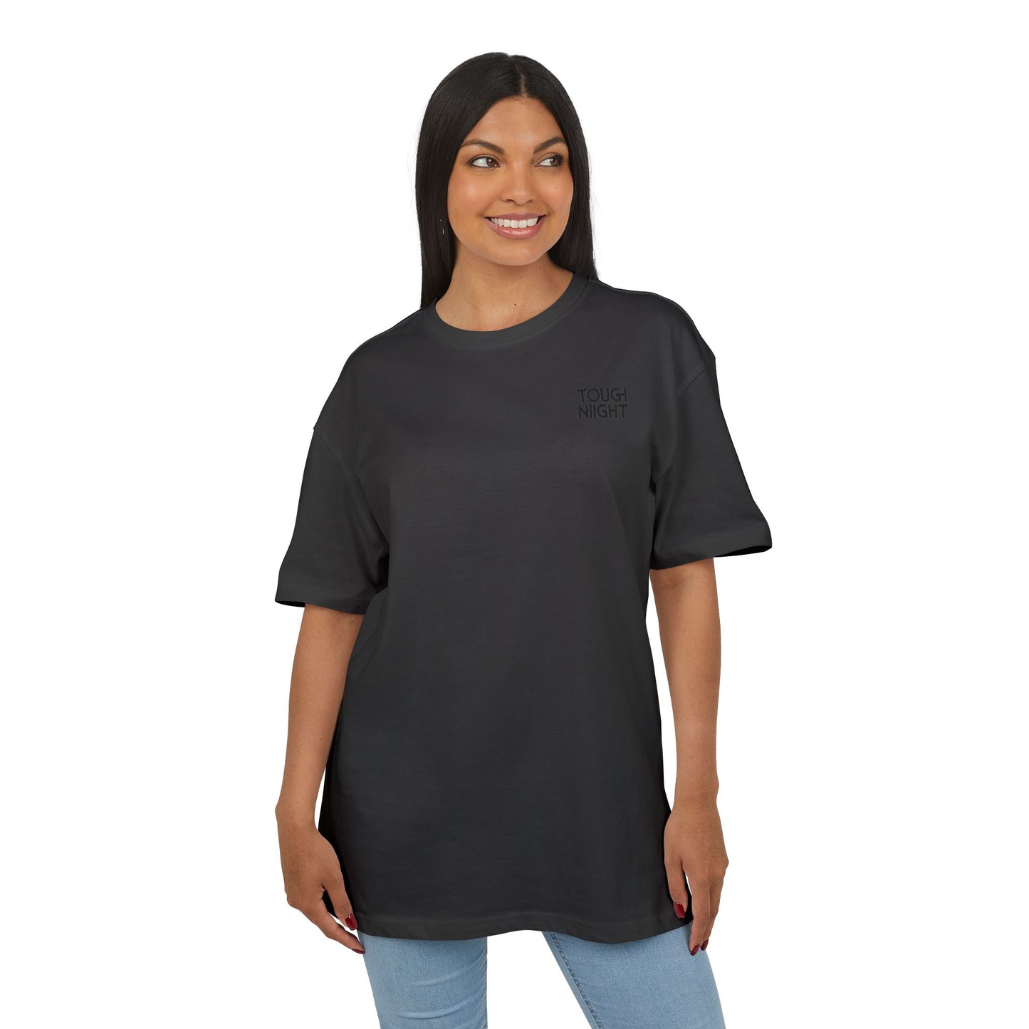 Tough Night Oversized Tee — Minimal Logo Chest & Back