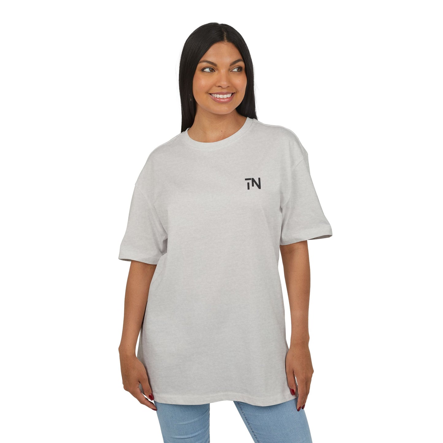 Minimal Logo Oversized Tee — Small Chest 'TN' Graphic