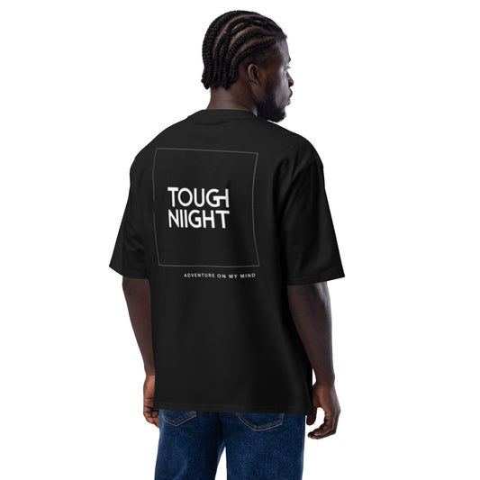 TOUGH NIGHT - Oversized heavyweight t-shirt w/ basic white logo back