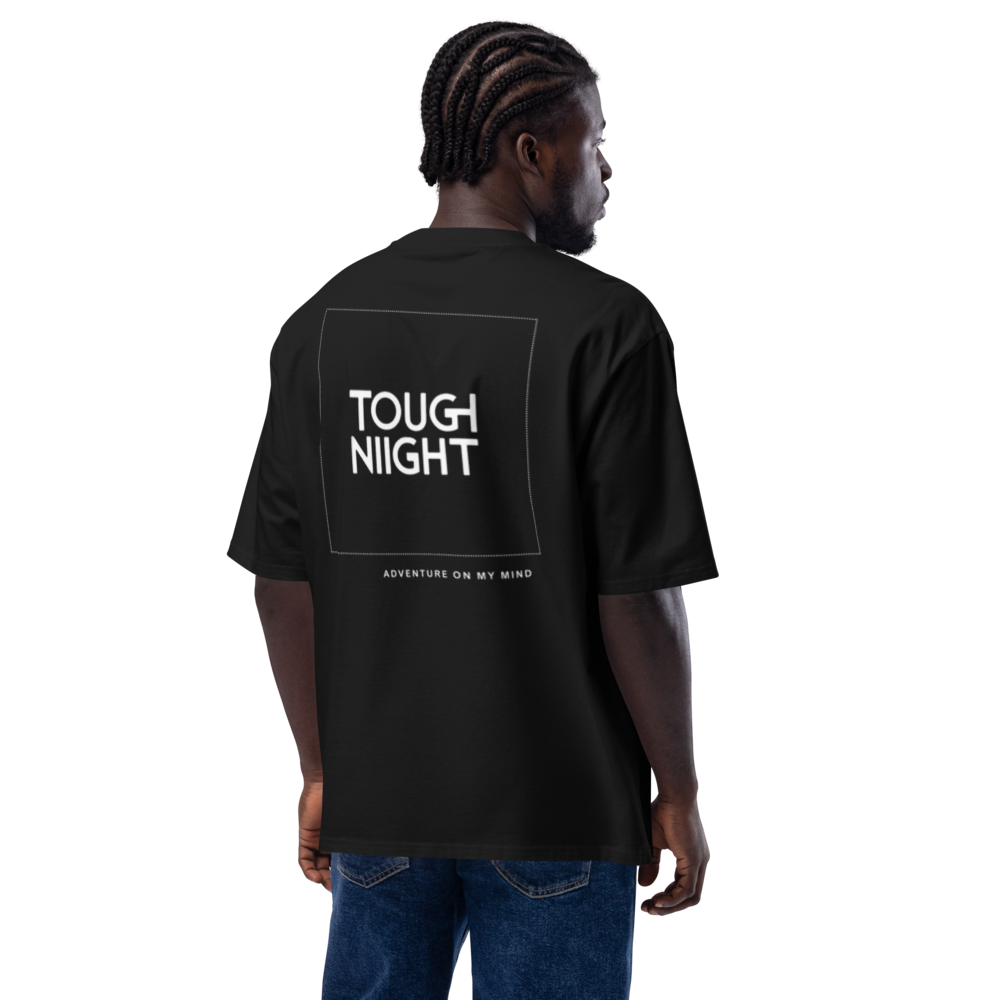 TOUGH NIGHT - Oversized heavyweight t-shirt w/ basic white logo back